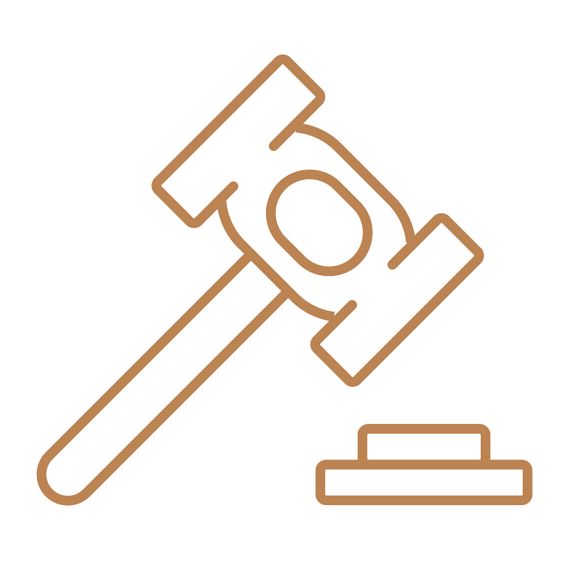 Icon outline of a legal hammer.